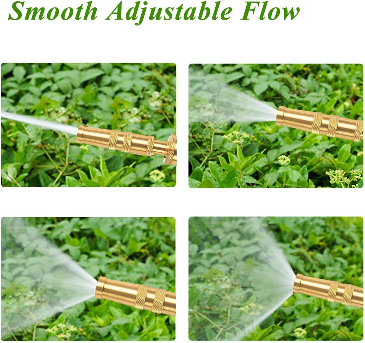 Garden Hose Nozzle Bundle with Shut-Off Valve Set High-Pressure Heavy Duty Brass Adjustable Spray 3/4" GHT for Patio Garden Hose Sprayer (2PackSet)