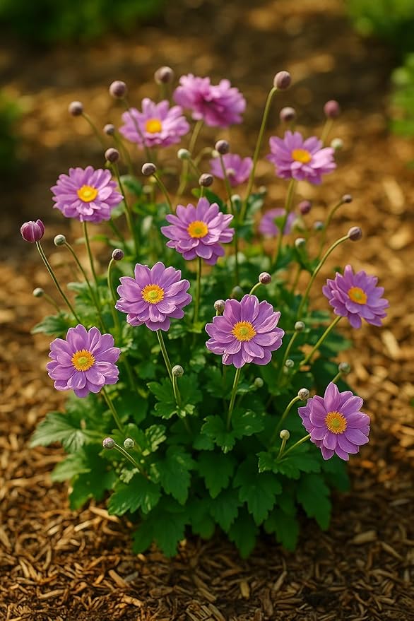 Perennial Farm Anemone x Hybrida Fantasy™ 'Pocahontas' – Live Windflower in #1 Container, Semi-Double Pink Blooms, Compact, Long Blooming, Deer Resistant, Ideal for Borders & Pollinator Gardens