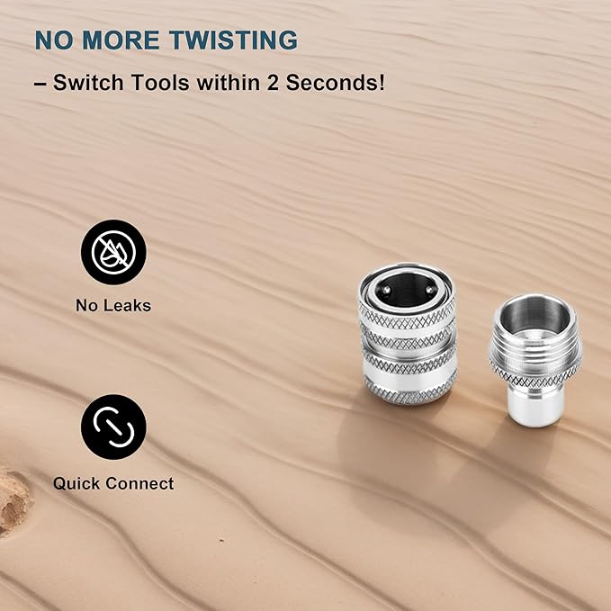 Quick Connect Hose Fittings, Garden Hose Quick Disconnect Set, Universal Fit 3/4 Inch GHT Stainless Steel, Water Hose Connector, 3 Pack