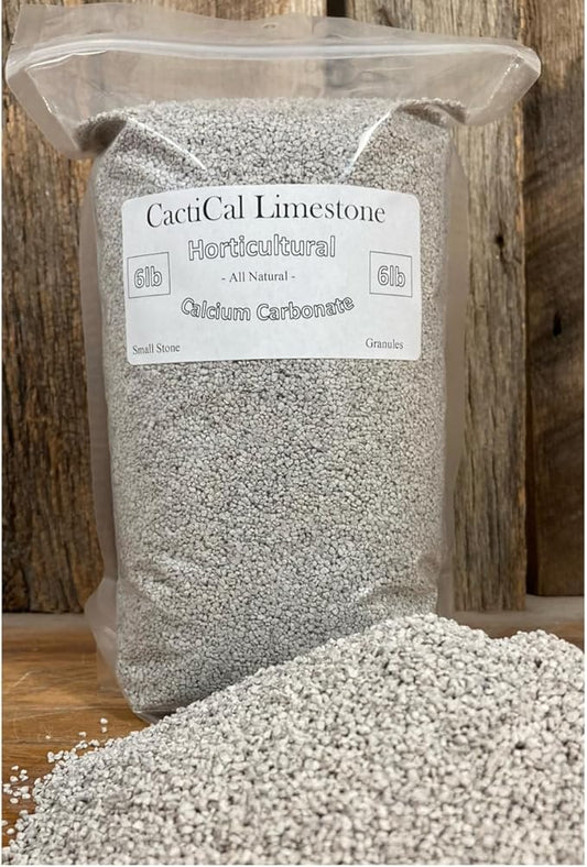 CactiCal Limestone - Crushed Calcium Carbonate - Cactus Soil - Drainage Bonsai Succulents - Pumice Alternative (6 Pound)