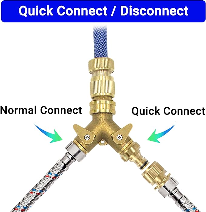 Heavy Duty Solid Brass Garden Hose Quick Connect Fittings, 6 Pack 3/4" With 20 Extra Washers, Male and Female Connectors