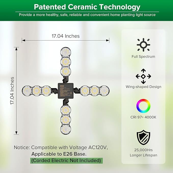 SANSI Grow Lights for Indoor Plants Full Spectrum, Dimmable LED Grow Light with Remote Control, Auto On Off 4 8 12 Hrs Timer, 80W (800 Watt Equiv) Plant Lights for Indoor Greenhouse, E26 Base