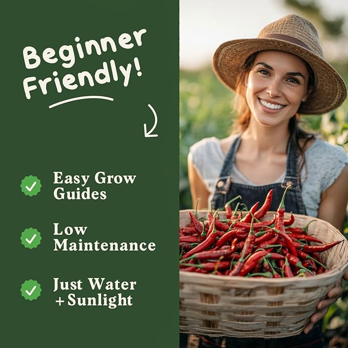 Seedboy Ghost Pepper Seeds for Planting Indoor and Outdoor, Non-GMO Vegetable Seed Packet for Hydroponic Garden Indoor or Planting Outdoors (Bhut Jolokia Ghost Pepper)