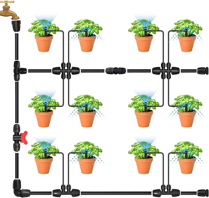 Bonviee 10 Pack 5/16” to 1/4” Reducing Tee Connectors, Split 5/16” Tubing into Two 1/4” Branches, Push-to-Connect Fast Install Drip Irrigation Fittings, Leak-Proof Adapter for Garden, Lawn, Greenhouse