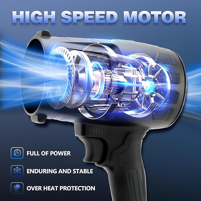 Cordless Leaf Blower Portable Dust Cleaner Handheld Lightweight Blowers for Patio Garden Cleaning, car Blower for Drying,Camping Gift (Black)