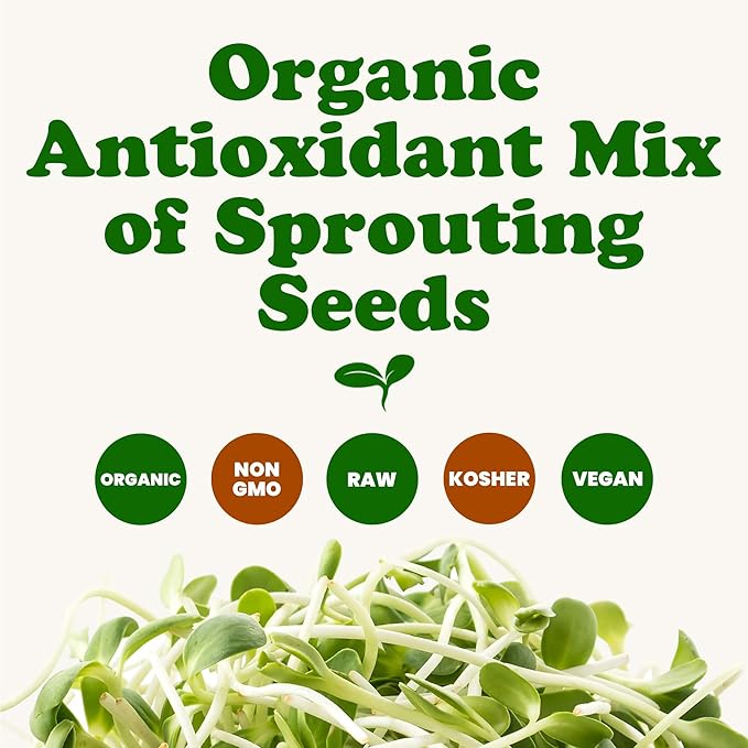 Food to Live - Organic Antioxidant Mix of Sprouting Seeds, 5 Pounds - Non-GMO Broccoli, Alfalfa, Clover, Rich Germination Rate, Non-Irradiated, Kosher, Vegan