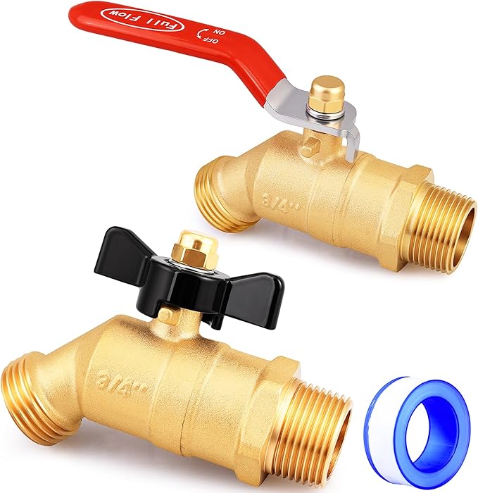 UNWAVER Garden Hose Full Flow Faucets Heavy Brass Bibb 3/4" Male NPT inlet Connection with Male GHT water hose outlet(3/4 inlet Long Handle and Butterfly Handle 2PCS)