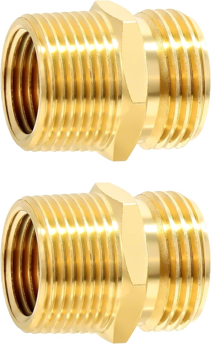 TAROSE 2 Pack Brass Garden Hose Adapter, Male to Male Hose Connector Adapter, GHT to NPT Adapter Hose Fitting,Brass Garden Hose to Pipe Fittings Connect
