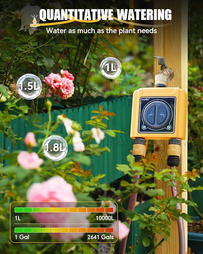 RAINPOINT WiFi Water Timer with Brass Inlet & Outlet,2 Zone WiFi Hose Timer for Lawn,WiFi Sprinkler Controller via APP/Voice Control,Automatic Watering System by Time/Weather/Quantity/Soil Moisture