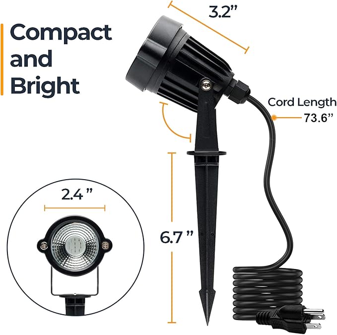 Outdoor Spotlights, Yard Spot Lights with Timer, 5W 120V RGB Colored Waterproof Memory Dimmable LED Landscape Light with Spiked Stand for Yard Lawn Pathway Tree Garden, 2 Packs