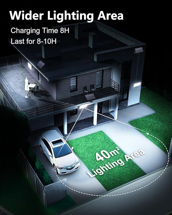 400LED Solar Lights Outdoor,IP67 Waterproof Solar Flood Lights,3 Modes & Remote Control Motion Sensor Outdoor Light for Garden, Garage, Patio, Pathway (2 Pack)