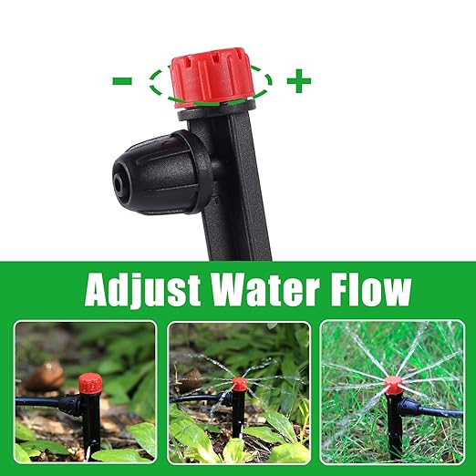 Drip Irrigation Emitters with Adjustable 360 Degree Water Flow Drippers for 1/4 inch Tubing,25pcs Drippers Sprayer 25pcs Drip Irrigation Emitters Perfect (25pcs-Colorful*13 Sprayer*12 Drip)