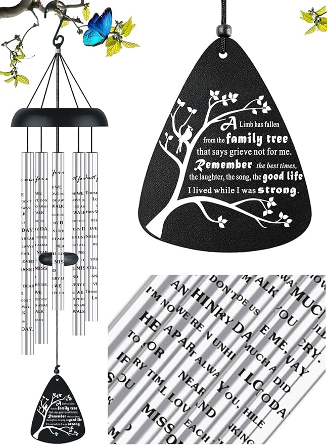 Cardinal Memorial Sympathy Wind Chimes for Loss of Loved One, Bereavement Sympathy Memorial Gifts for Loss of Mother Mom Father Dad Windchimes in Memory of A Loved One, A Limb Has Fallen Family Tree