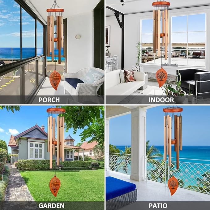 32" Memorial Wind Chimes, Bereavement Gift,in Memory of Loved One Loss of Mother Father,Home Decor Garden Patio Outdoor-Golden