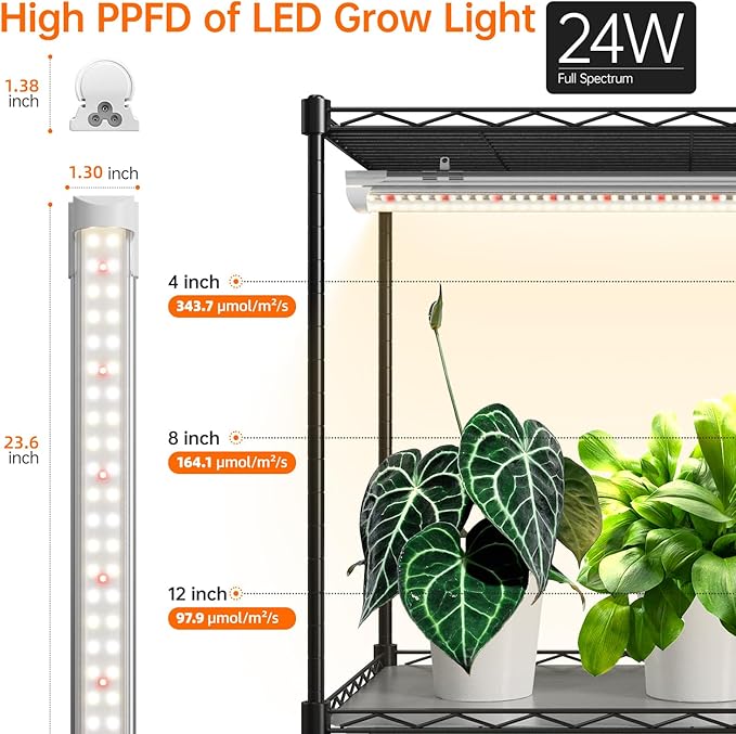Bstrip Indoor Greenhouse with Grow Light, Large Plant Shelf with 8 Pack T8 Full Spectrum Plant Lights and Cover, mini Greenhouse for Indoor Plant, Seed Starting (58" L x 13.8" W x 59" H)