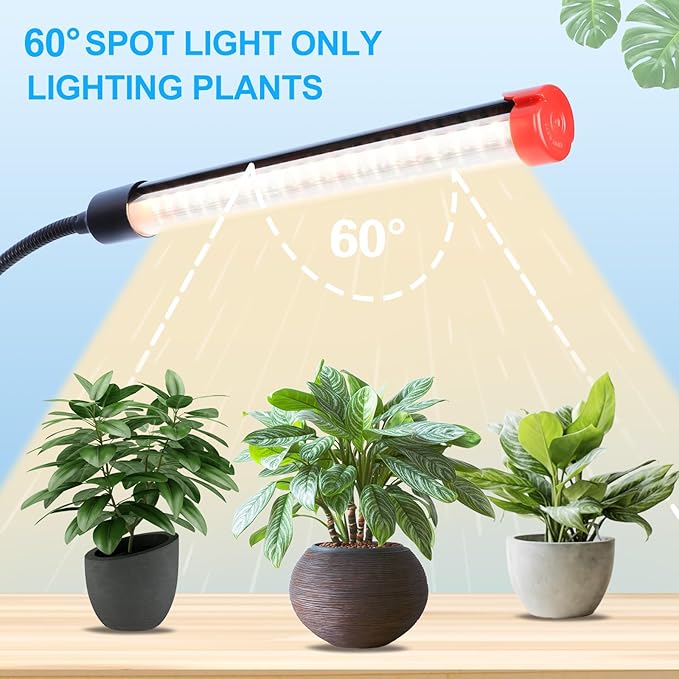 GameChanger! 45W, NOT 15W, 5Head Strong Clip Grow Lights for Indoor Plants with Timer, Best Gift for Plants Lover, LED Plant Growing Lamp for Houseplants, Bonsai, Seed Starting, Seedlings, VEG, Flower