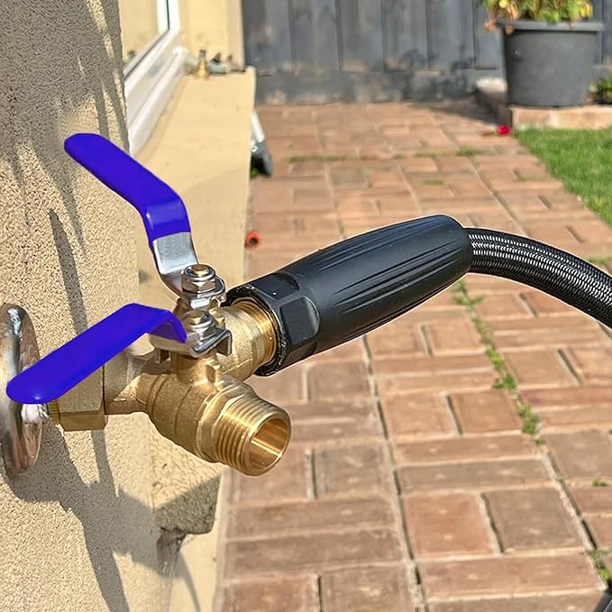 Brass Garden Hose Splitter 2 Way Heavy Duty,with 304 Stainless Steel Long Handle,Brass Y Valve Water Garden Hose Adapter 2 Way Y Valve 3/4" GHT Thread