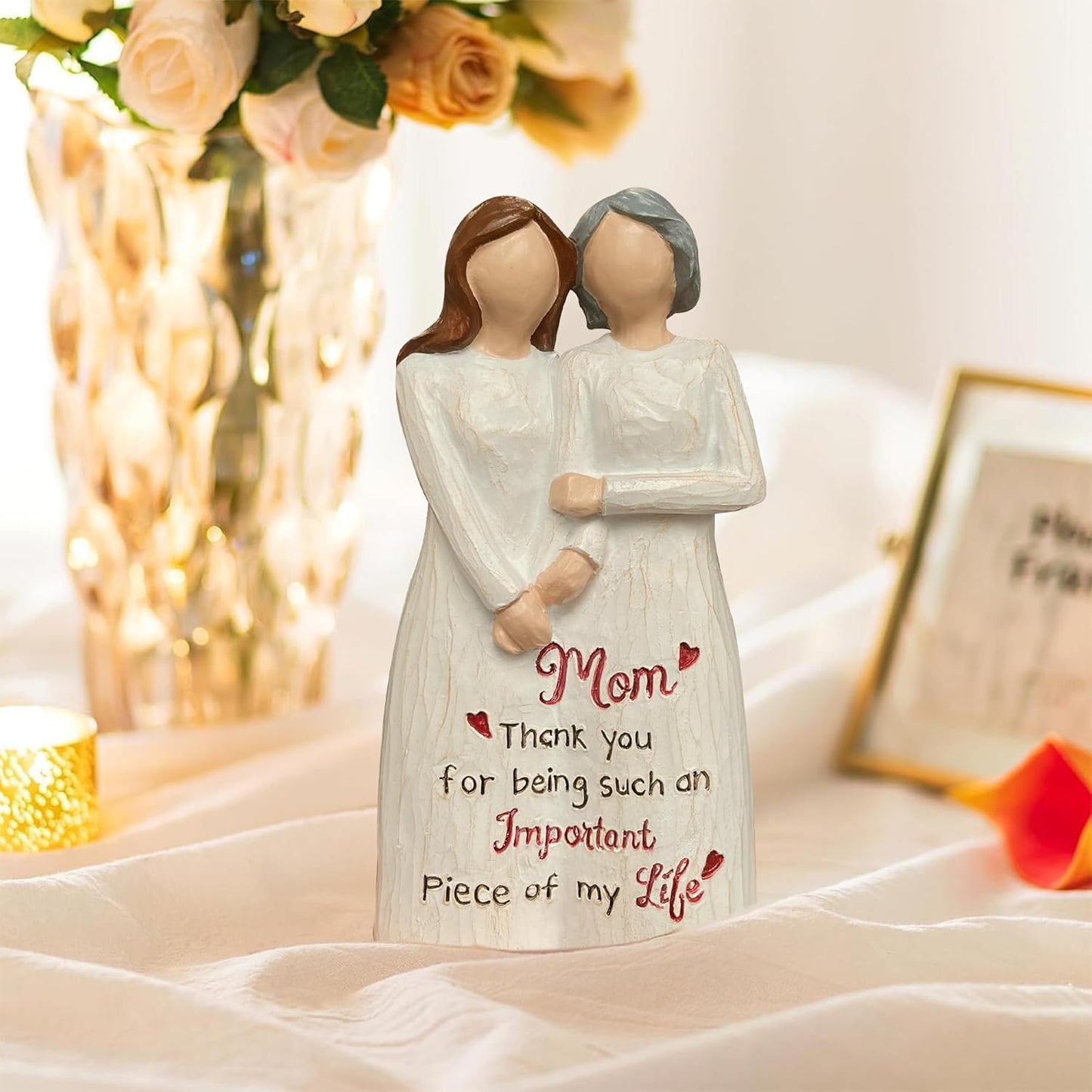Mom Birthday Gifts, Mom and Daughter Figurine, Gifts for Mom from Daughter for Mother’s Day Anniversary Birthday Christmas, Sculpted Hand-Painted Statues