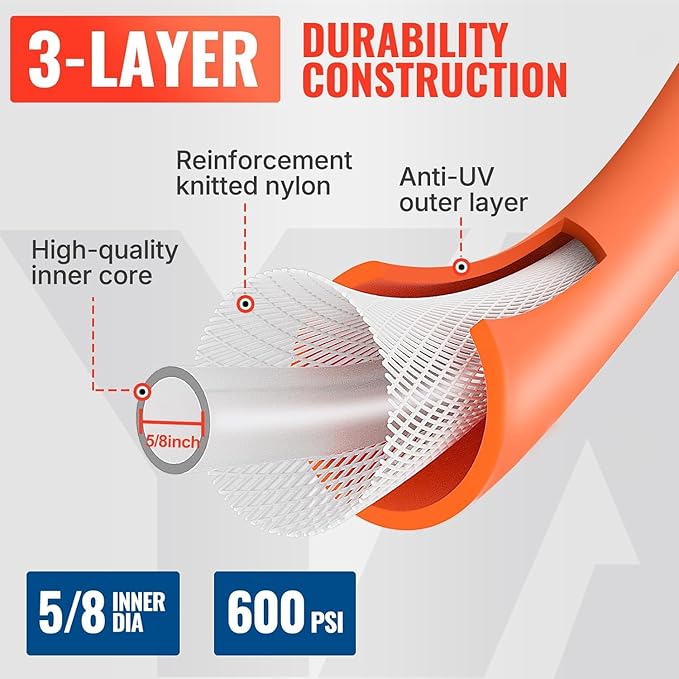 YAMATIC Heavy Duty Short Garden Hose 5/8 in x 10 ft with Swivel Fitting, Super Flexible Leader hose,All-weather, Lightweight, Burst 600 PSI