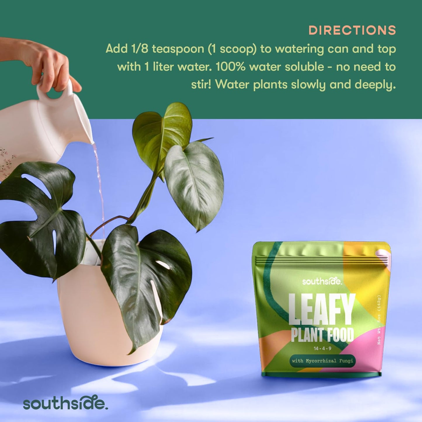 Leafy Plant Food with Mycorrhizal Fungi - Use Year-Round - Makes 200 Liters Gentle Houseplant Fertilizer for Indoor Potted Plants