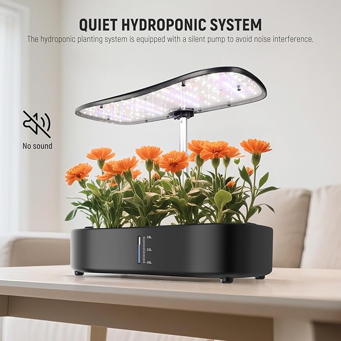 NEEWER Basics Hydroponics Growing System Kit with LED Plant Light/3 Growing Modes/12 Pods/Timer/LCD/Smart Quiet Pump, Touch Light Planter for Herb Garden Vegetables Flowers Indoor Gardening, HGS01