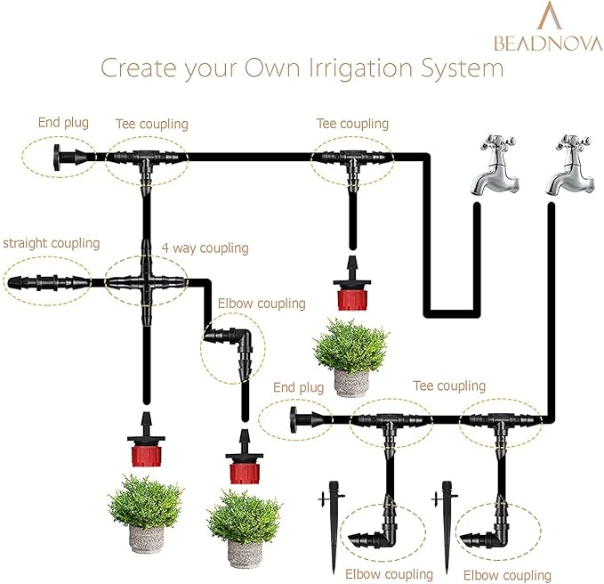 BEADNOVA Drip Irrigation Connectors 30 Pcs 1/4 Inch Barbed Drip Line Plugs End Plugs Irrigation Connectors for 1/4 Inch Tubing Water Tubing Gardening Supplies (30pcs)