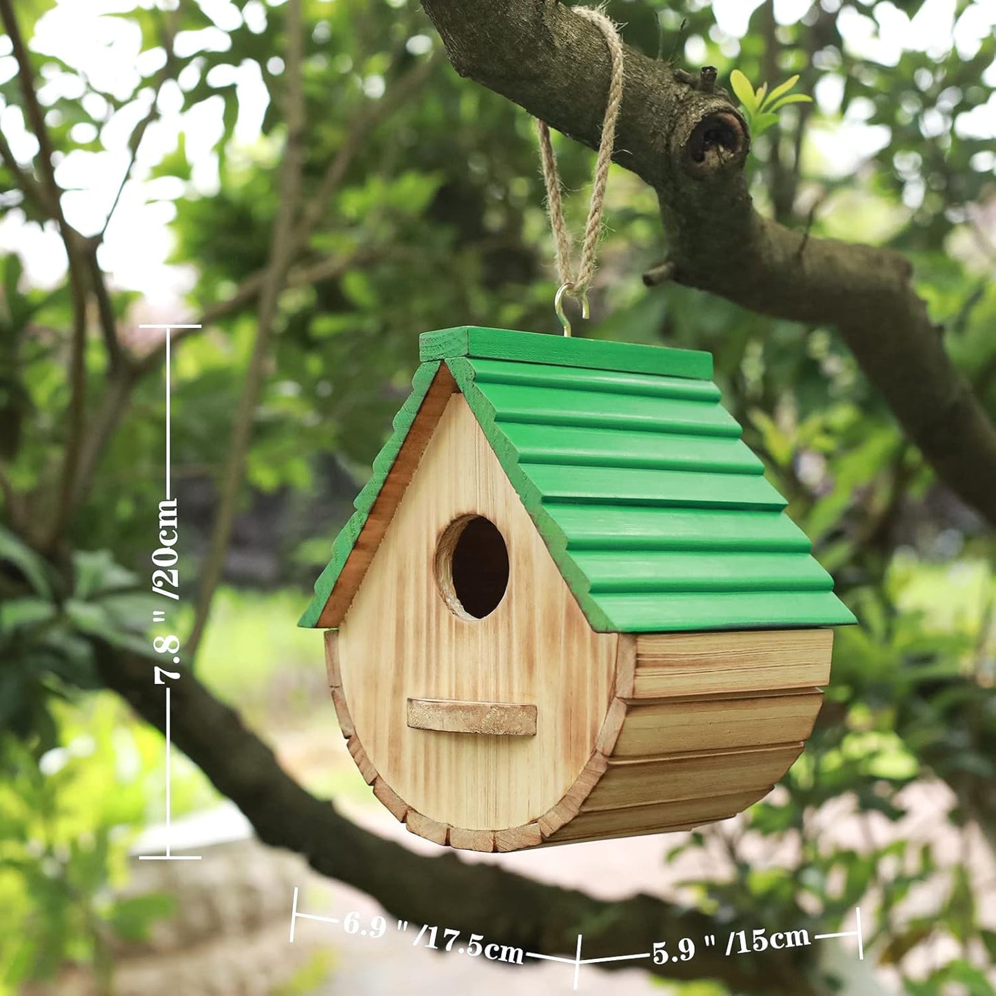 STARSWR Bird House,Outdoor Birdhouse, Wooden Bird Houses for Outside Clearance Bluebird Finch Cardinals Hanging Birdhouse Garden Viewing