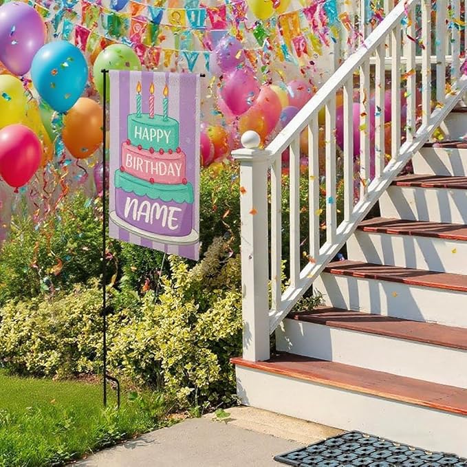 Custom Birthday Garden Flag for Outdoor Personalized Birthday Yard Flags Decor Customized Flag Add Your Own Picture/Text House Lawn Banner Double Sided Home Wall Decoration 12.5x18 28x40