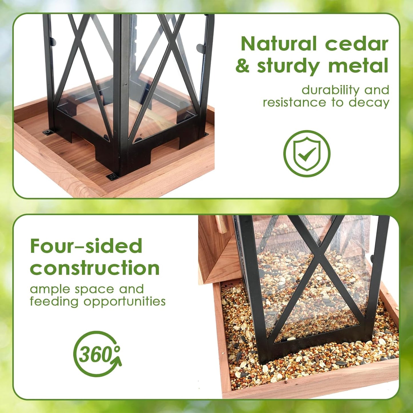 Metal Bird Feeders for Outdoors Hanging Heavy Duty Metal Squirrel Proof Wild Bird Feeders for Garden Yard Outside Decoration 2.8LB Large Capacity Birdfeeder