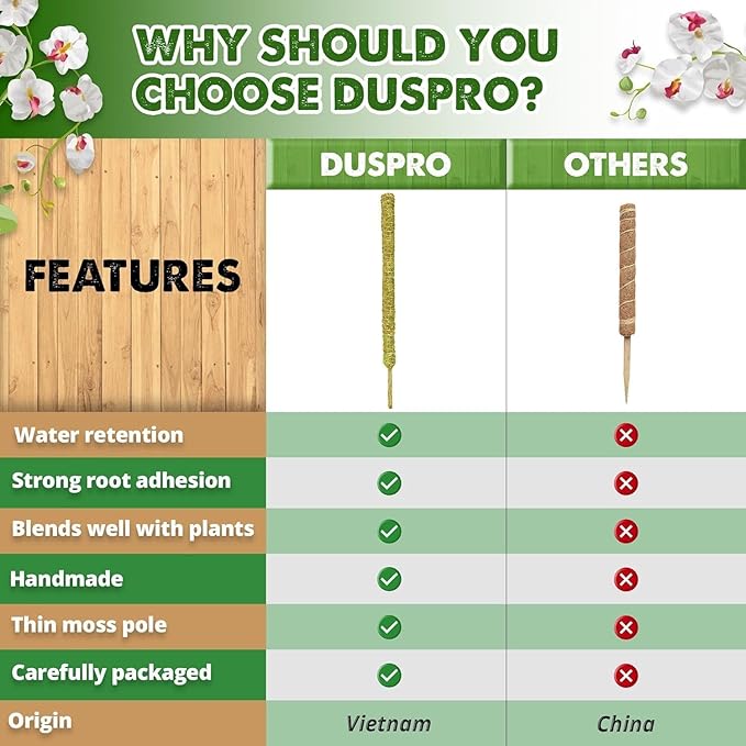 DUSPRO 52'' Forest Moss Pole for Plants, Forest Tall Moss Poles for Climbing Plants Monstera, Sphagnum Moss Stick for Monstera Plant Support, Handmade Plant Stakes for Indoor Plants Grow Upwards