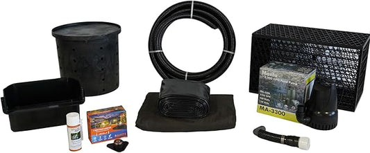 HALF OFF PONDS Simply Waterfalls 3200 Pond Free Waterfall Kit with MatrixBlox, with 10 ft by 25 ft PVC Liner and 3,200 GPH HydroFlow Series Submersible Pump - PVCPSANB0
