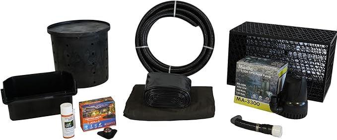 HALF OFF PONDS Simply Waterfalls 3200 Pond Free Waterfall Kit with MatrixBlox, with 10 ft by 20 ft PVC Liner and 3,200 GPH HydroFlow Series Submersible Pump - PVCPSANB1