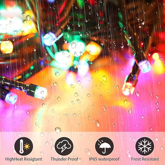 2 Pack Solar String Lights Outdoor, 200 LED Extra-Long 78 FT Solar Christmas Lights Outdoor with 8 Lighting Modes, IP65 Waterproof for Garden, Xmas, Balcony, Wedding, Party (Multicolor)