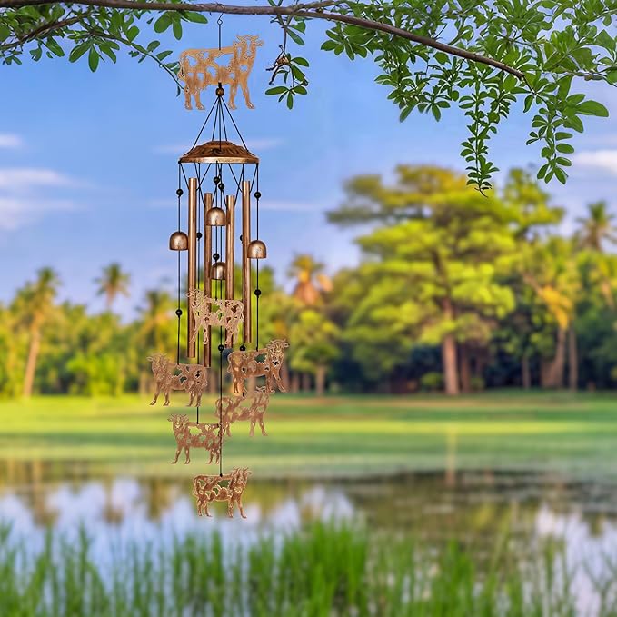 Cow Wind Chimes for Outside, Metal Windchimes Outdoors, Cow Gifts for Women/Men, Memorial/Birthday Gifts, Garden Decor for Outside, Patio or Yard, Durable Chimes for Outdoors
