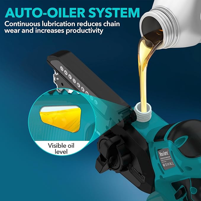 Mini Chainsaw, 8" & 6" Hand Held Cordless Chain Saw with Auto-Oiler, Portable Small Electric Saw Brushless with 2x4.0AH Battery for Tree Pruning Wood Cutting