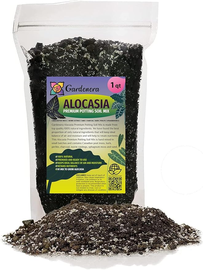 Gardenera Premium Alocasia Plant Potting Mix - Crafted for Thriving Growth and Striking Elegance - 1 Quart, MAIN-ALOCASIA-1QT