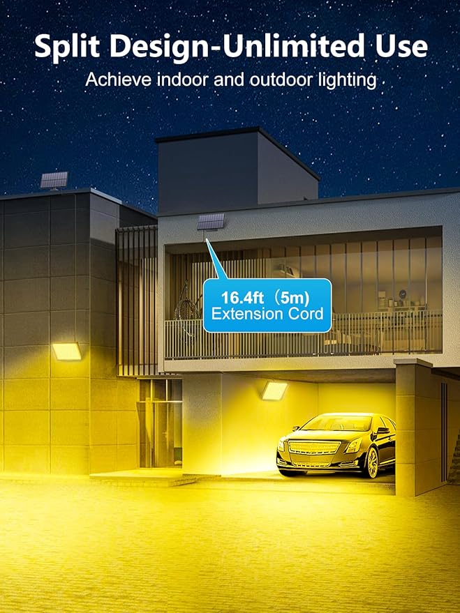 400LED Solar Lights Outdoor,IP67 Waterproof Solar Flood Lights,3 Modes & Remote Control Motion Sensor Outdoor Light for Garden, Garage, Patio, Pathway (Warm Yellow 1 Pack)