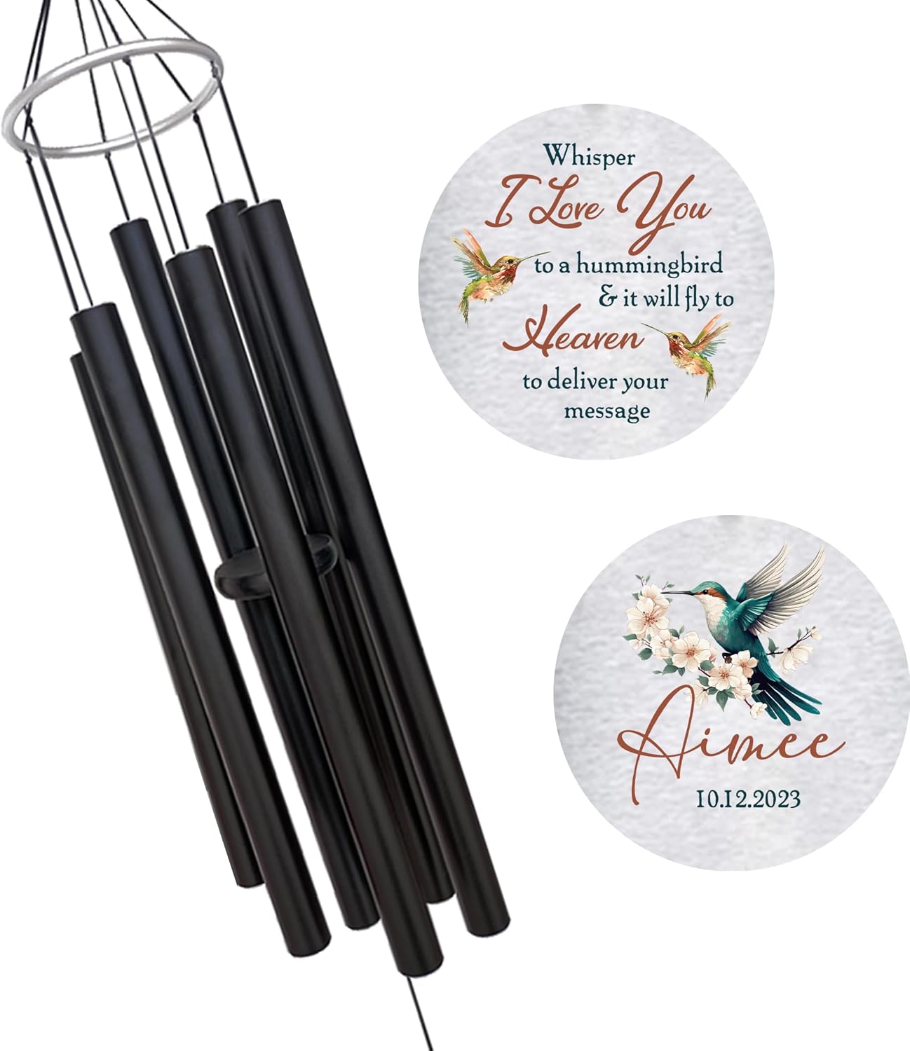 Personalized 36" Bereavement Wind Chimes for Outside, Memorial Gift in Remembrance of a Loved One, Sympathy Gift for Loss of Mother Father Husband, Garden Patio Decor