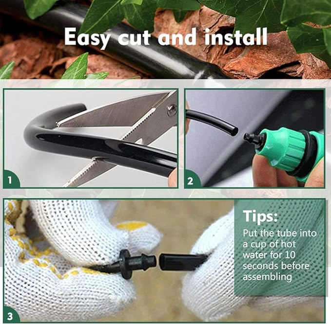 Bonviee 50 FT Blank Distribution Tubing Irrigation Drip Hose, 1/4 Inch Drip Line for Garden Watering System