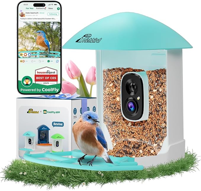 Bird Feeder with Camera, Smart Bird House with Cam for Outside, 2K HD Auto Record Video, AI Identification & Instant Alerts, Solar Powered, Bird Watching Gifts for Family and Birdlovers