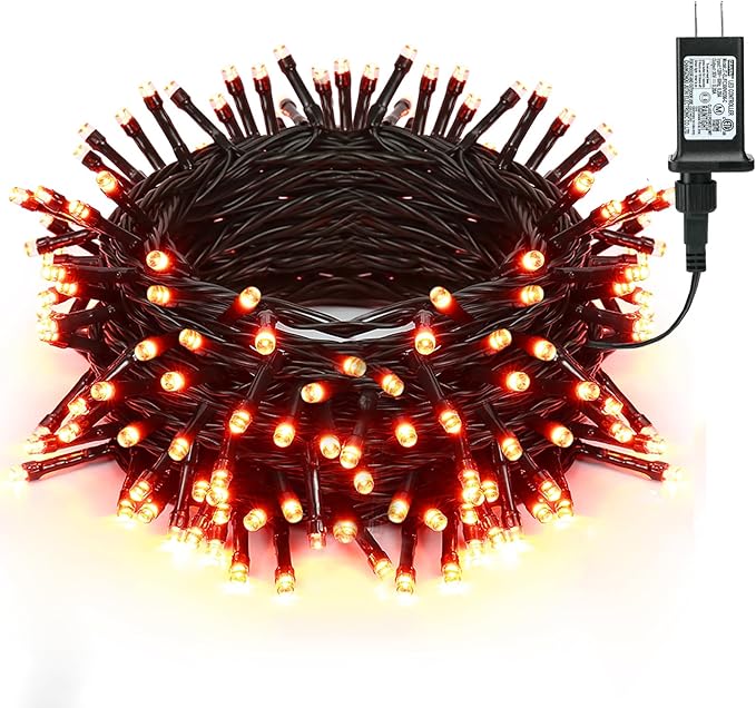 Brizled Orange Lights, 78.74ft 240 LED Halloween Lights Connectable with Timer, 8 Modes Outdoor Halloween Lights String Waterproof Plugin Orange Light String for Outside Indoor Spooky Party Decor