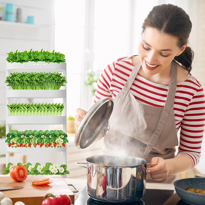 80Pods Hydroponics Growing System Kit,5-Layer Large Capacity Hydroponic Tower with LED Grow Light,Indoor Gardening System with Remote Control(Not Include Battery) for Plants Vegetables Herbs