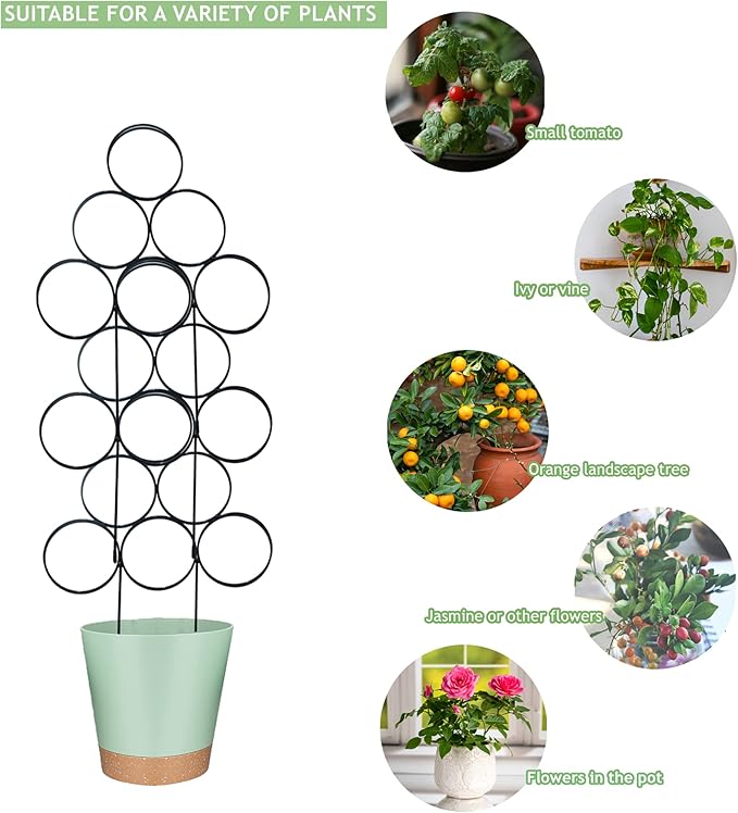 Trellis for Climbing Plants Indoor 15.7 Inch, Stackable Garden Trellis for Potted Plant Support, 3 Pack Small Houseplant Metal Wire Trellis for Vines Pothos Rose Monstera Accessories (Black)