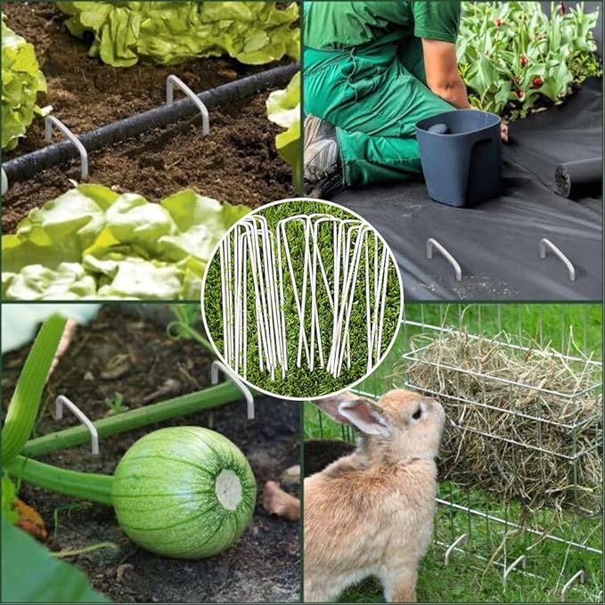 Petgrow 6 Inch Garden Stakes Galvanized Landscape Staples,U-Type Turf Staples for Artificial Grass, Rust Proof Sod Pins Stakes for Securing Fences Weed Barrier, Outdoor Wires Cords Tents Tarps