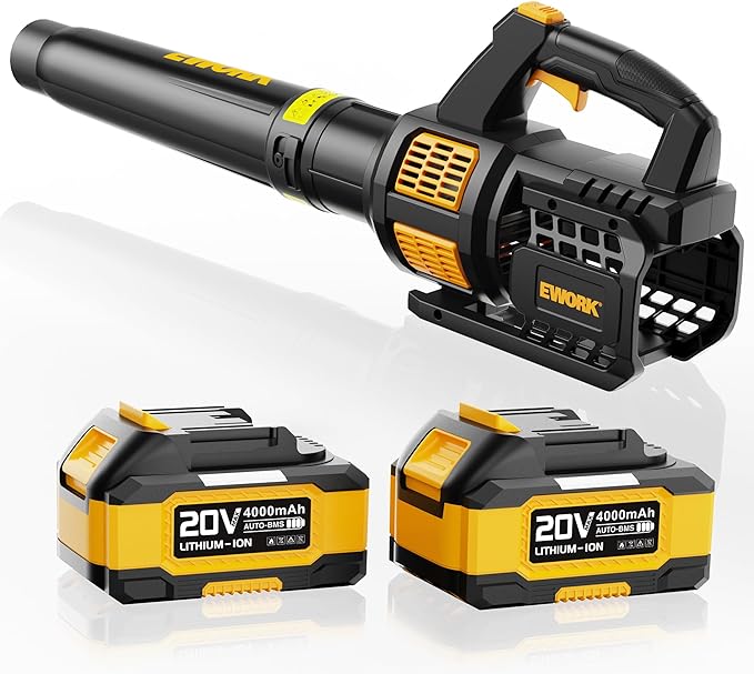 Leaf Blower Cordless 20V Powerful Electric Leaf Blower with 2x4.0Ah Batteries and Charger, Variable-Speed, Lightweight Battery Powered Leaf Blowers for Lawn Care, Patio, Blowing Leaves, Dust