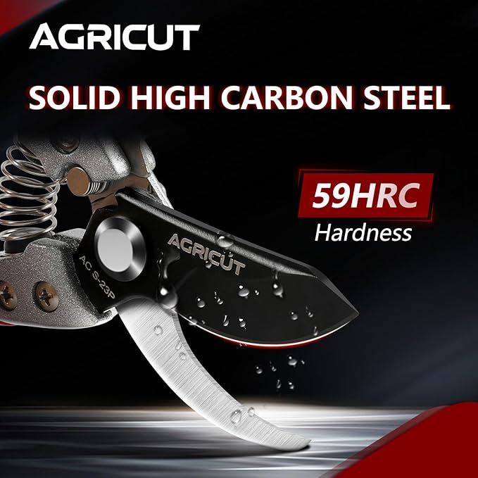 AGRICUT Pruning Shears for Gardening - 1 Inch Cut Capacity Bypass Pruners with High Carbon Steel Blade Aluminum Handle Pruning Shears Heavy Duty