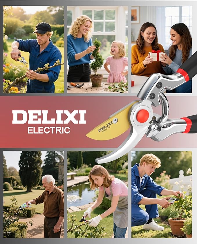 9.25" Heavy Duty Pruning Shears (Professional Bypass Garden Clippers with SK5 Steel Teflon Coated Blade)(1" Cutting Capacity, 2.17" Max Opening) Gardening Scissors for Plants, Flowers, Shrubs & Trees