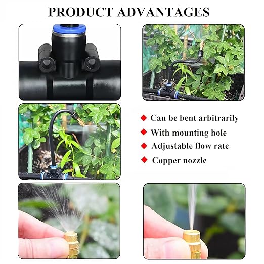 New Quick Connector Drip Irrigation Kits,Automatic Irrigation System with 360-degree Bending Dropper,Adjustable atomizing Copper Nozzle for Watering System for Garden Plants Lawn.(Automatic Timer)