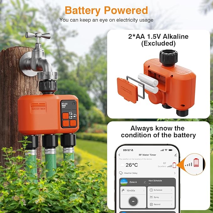 Smart WiFi Sprinkler Timer 3 Zone,WiFi Water Timer for Garden Hose with 984 FT Range,APP & Remote Control,Alexa & Google Voice Compatible,Rain Delay, Manual Mode Sprinkler System