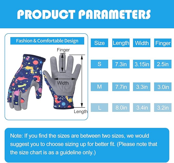 Baidast Gardening Gloves for Kids, Gardening Gloves for Kids (3-5 Years Old) Thorn Proof for Digging, Planting,Pruning